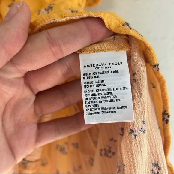 🦋 American Eagle Outfitters Yellow Floral Mini Dress Casual Spring Summer Small - Picture 4 of 6